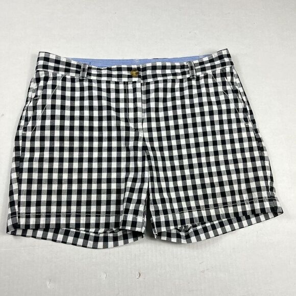 Talbots Weekend Chino Shorts 10P Black White Gingham Check Cotton Preppy Summer - Picture 1 of 11